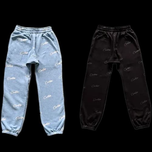 CORTEIZ SWEATPANTS BABY BLUE- BLACK
