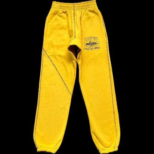 corteiz pants Alcatraz topstitching yellow