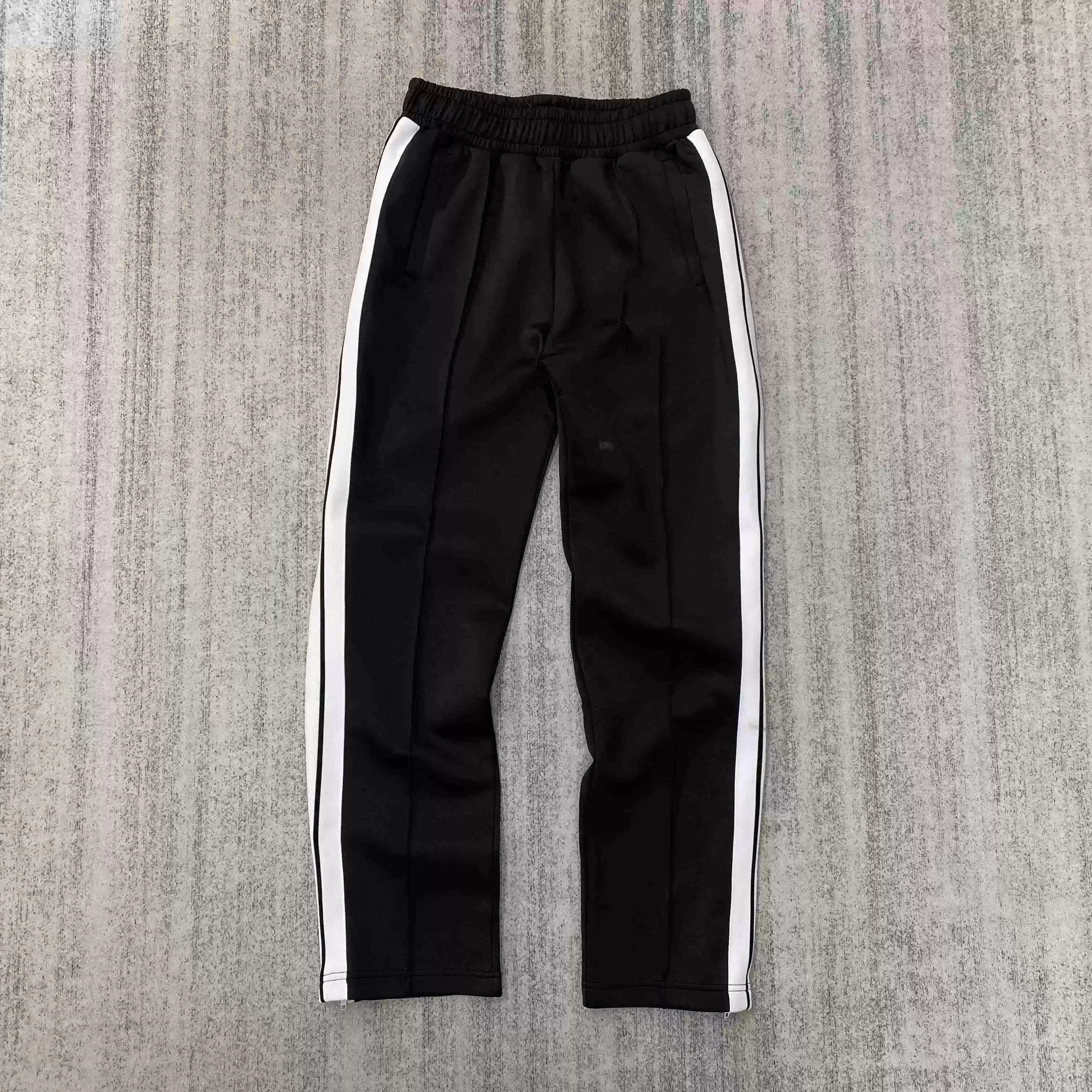 Coconut Tree Pants Front Small Letters Stripe Side Zipper Trousers 4109 AB