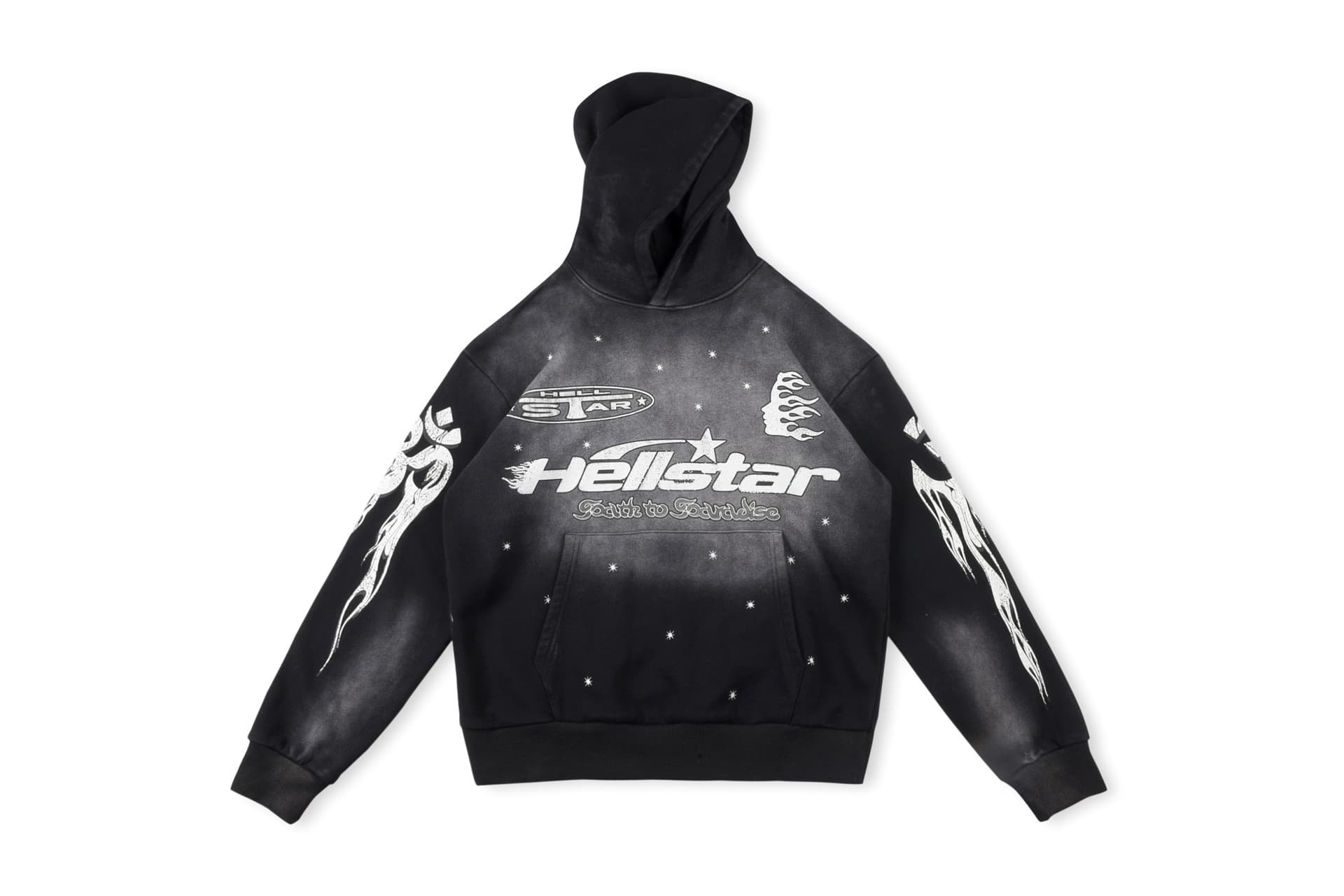 Pure cotton coat European and American style big talker retro distressed hell XINGX printed flame KIRIN arm hoodie sweater