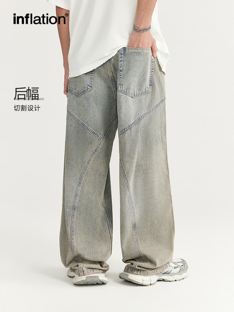 INF Men's Wear | Washed Cut Wide-Leg Jeans 2024 Spring and Summer New Trendy Street Loose Straight Men's Trousers