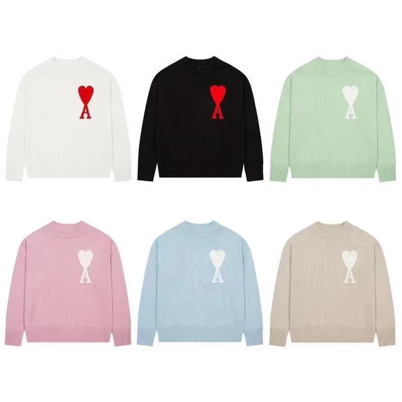 2024 Spring and Autumn New Style Unisex Sweater Jacquard Love Embroidery Round Neck Loose Casual Pullover Knitted Sweater