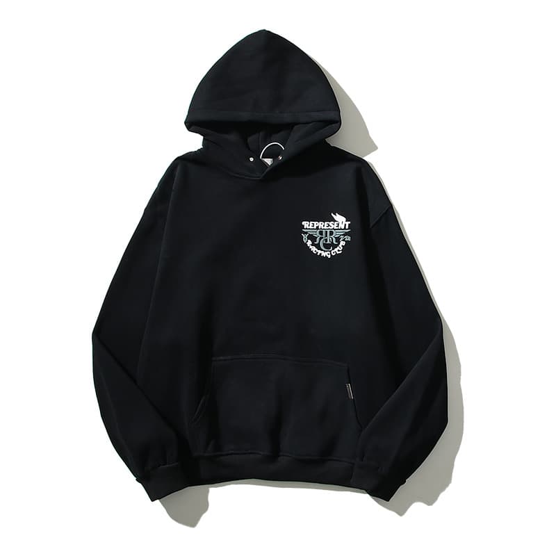 Cross-border autumn and winter high street REP three-dimensional foaming letters plus velvet hooded sweatshirt men and women loose ins trendy hoodie
