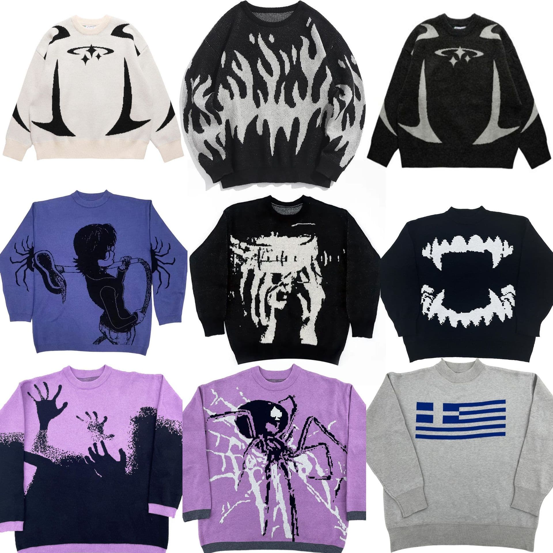 European and American cross-border Amazon winter new high street street casual contrast color loose knitted sweater for men and women couples