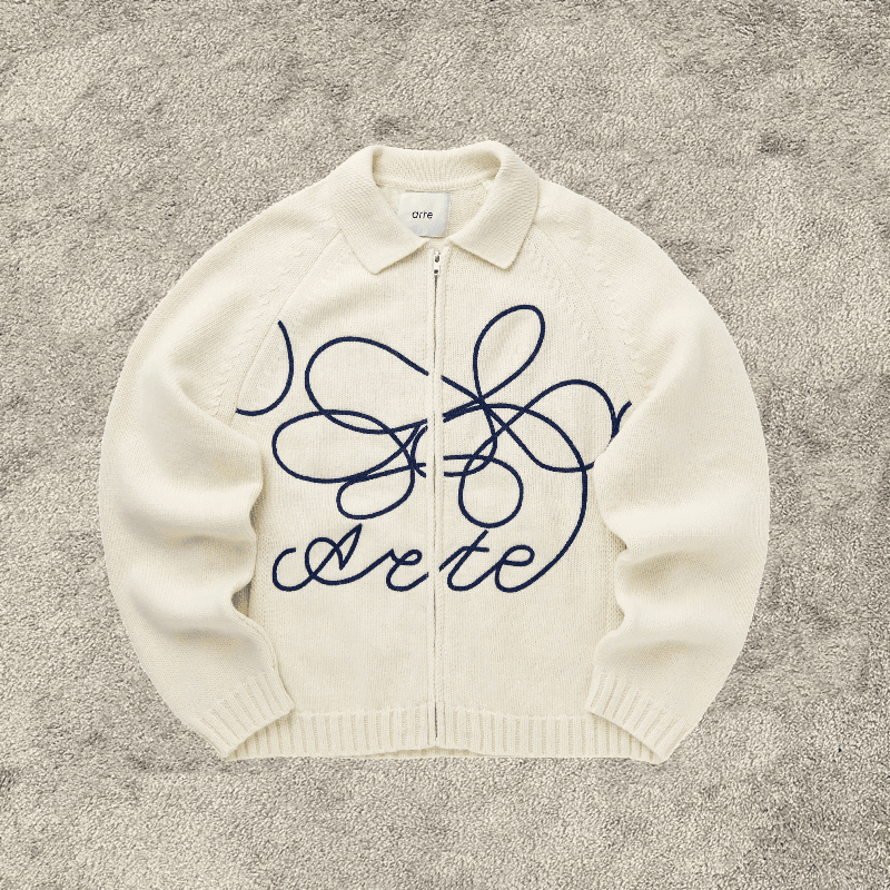 Arte Cardigan Flower Round Knit Beige