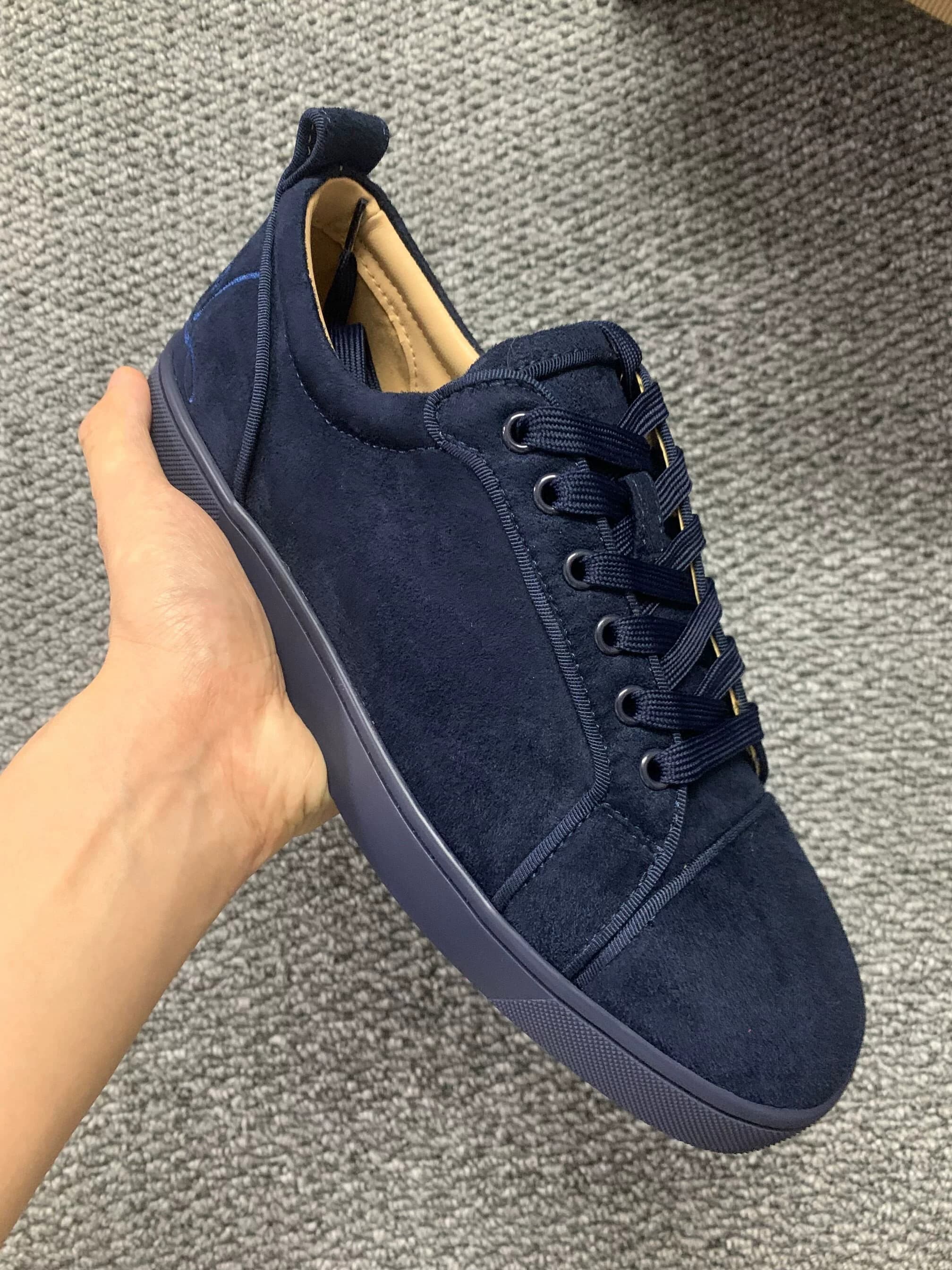 Genuine Leather CL red sole shoes cl men's shoes low top rivet shoes couple Trend Board shoes casual women's shoes head nail rhinestone shoes
