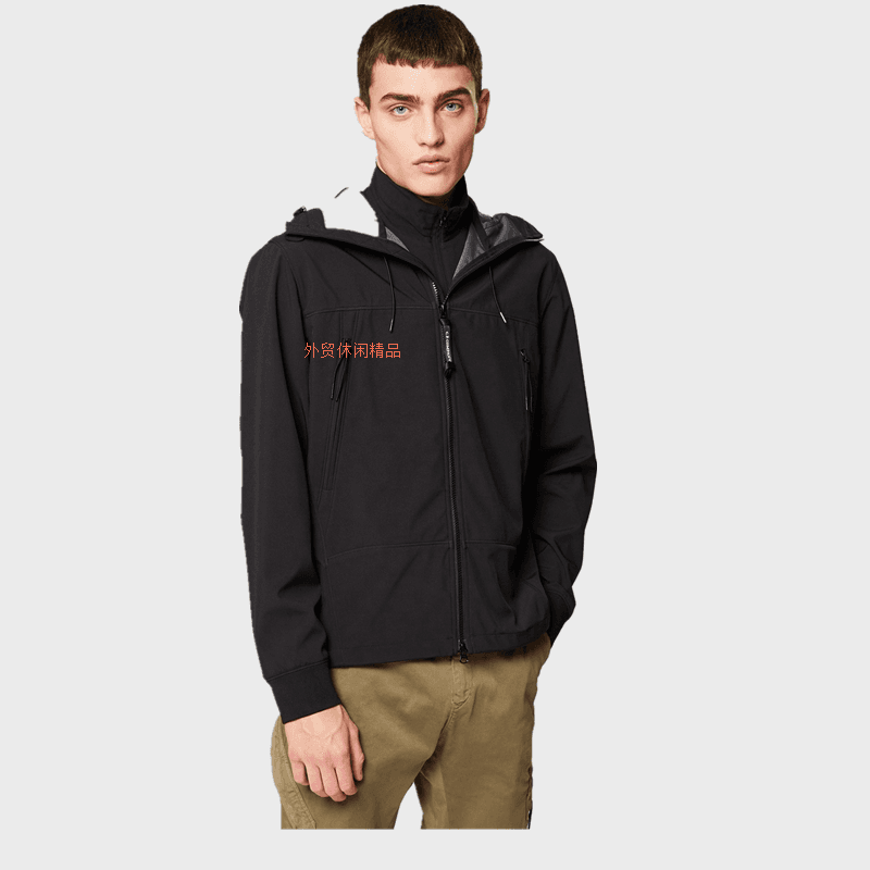New Men's Autumn and Winter Plus Velvet Men's Cardigan Zipper Jacket CP Goggle Hood Jacket
