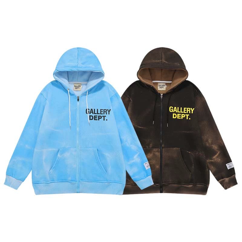 GALLERY DEPT autumn new tie-dye zipper cardigan sweater high street retro cotton loose hooded jacket