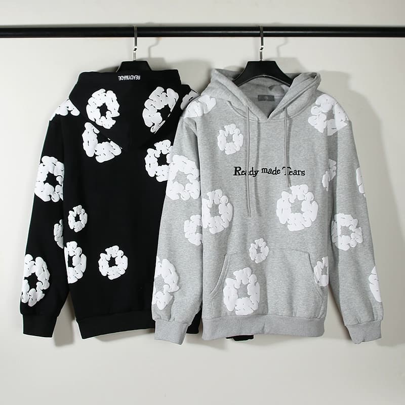 2024 American high street style foamed kapok embroidered English letters graffiti hooded sweatshirt for men and women couples jacket