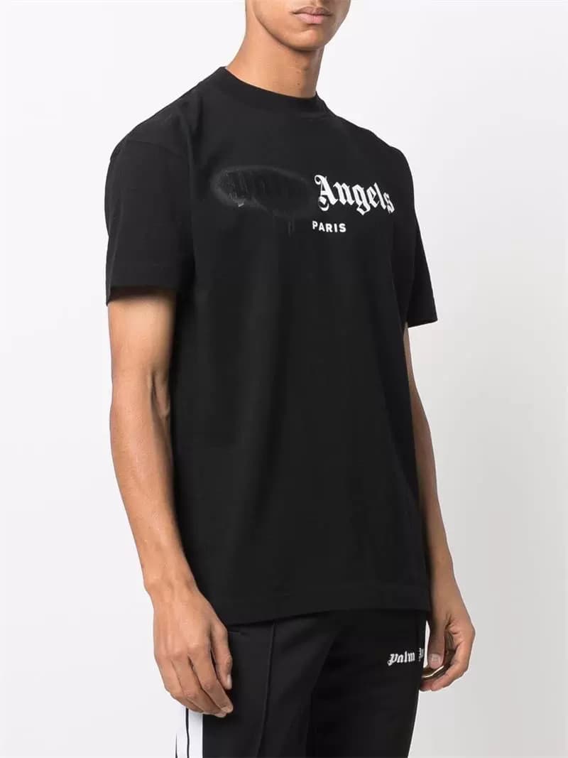 PA Graffiti Flowing Letters Spray Printing Men's and Women's Loose Round Neck Summer Popular Short Sleeve T-shirt
