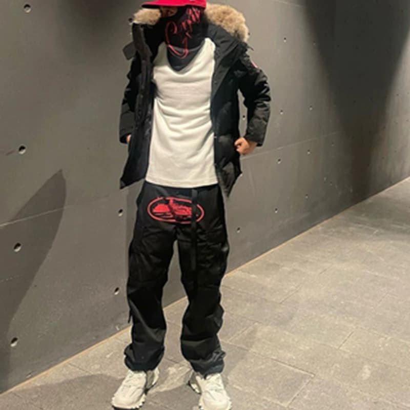 corteiz American multi-pocket cruise print overalls men's trendy street loose straight casual long pants