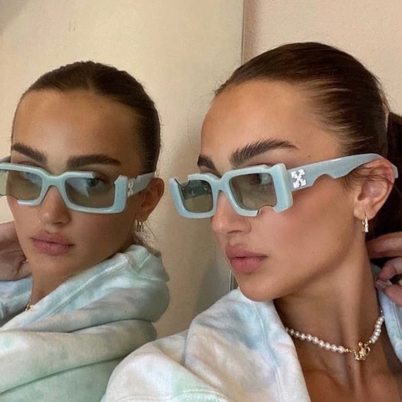 Small frame notch sunglasses for women UV protection 2021 new style fashion European and American celebrity square frame sunglasses for women trendy personality