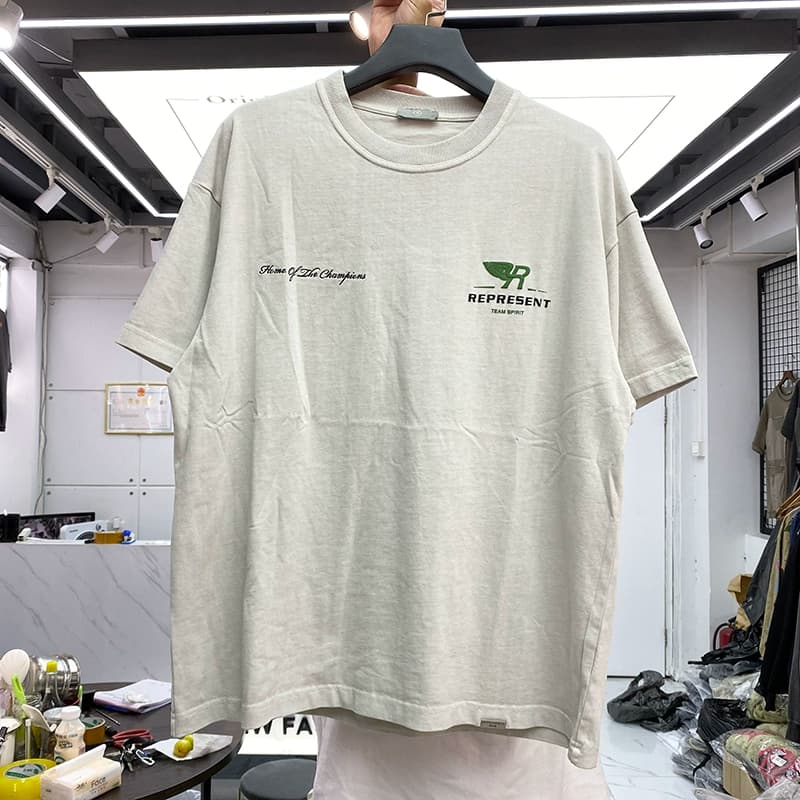 REPRESENT MAN embroidered small letters high street washed old retro loose hip-hop men and women short-sleeved T-shirt summer