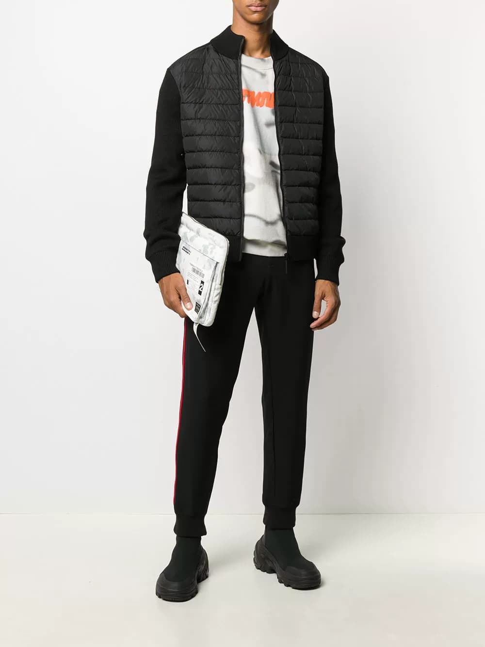 Wool Cardigan paneled down jacket
