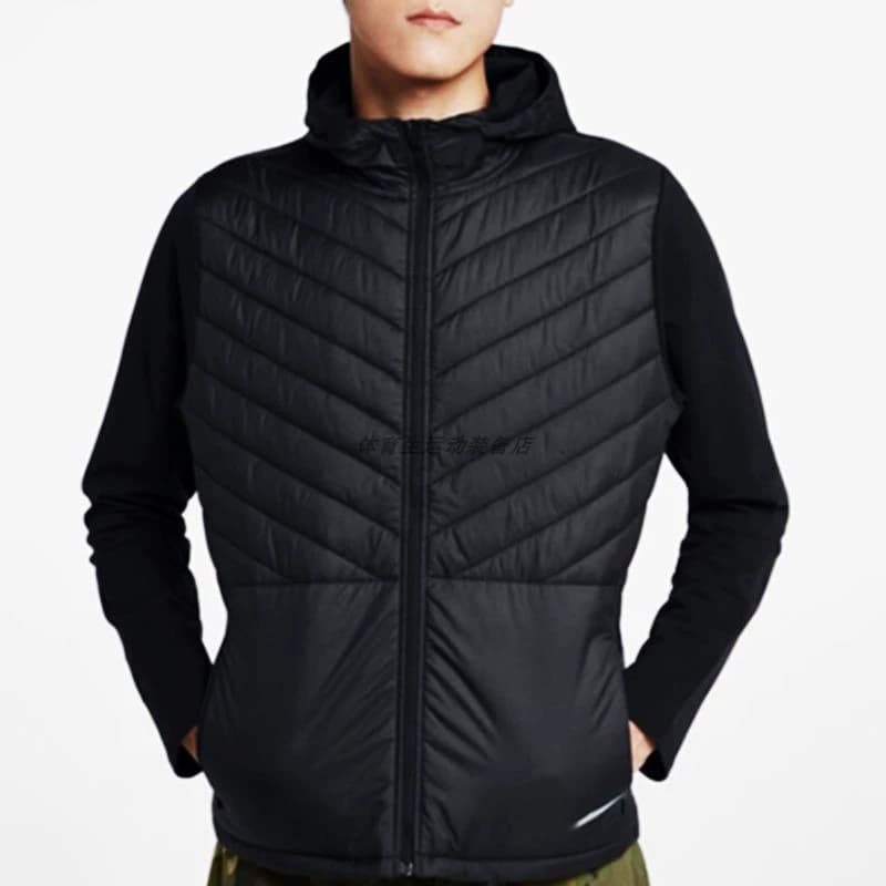 Sports student autumn and winter sports jacket winter training sports vest long sleeve hooded windproof down cotton jacket training wear