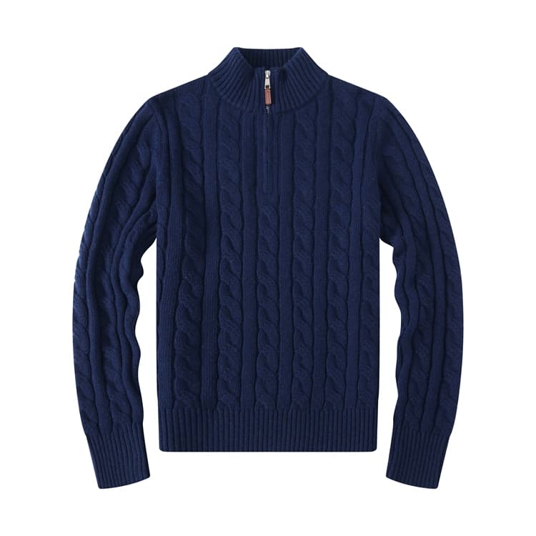 Fall Winter men sweater horse logo half zipper thickening cable-knit pullover casual thickening wool sweater tide