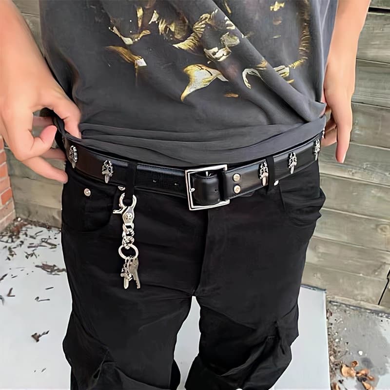 [Heavy item] Houlixie Ch 925 silver-plated cowhide dagger sword versatile belt