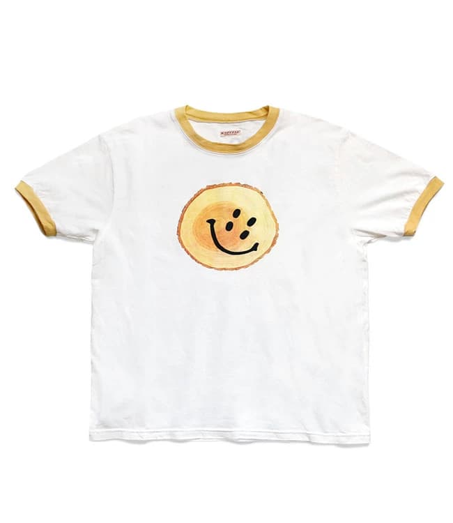 Kapital 21ss Japanese casual cotton tree stump smiley face pattern retro round neck short-sleeved T-shirt
