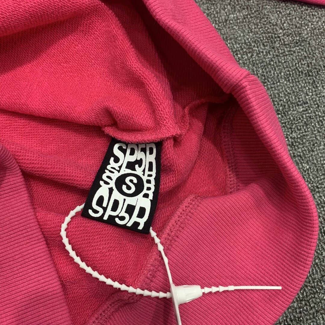 Autumn Young Thug star same Sp5der 555555 Pink Hoodie sweater trousers suit