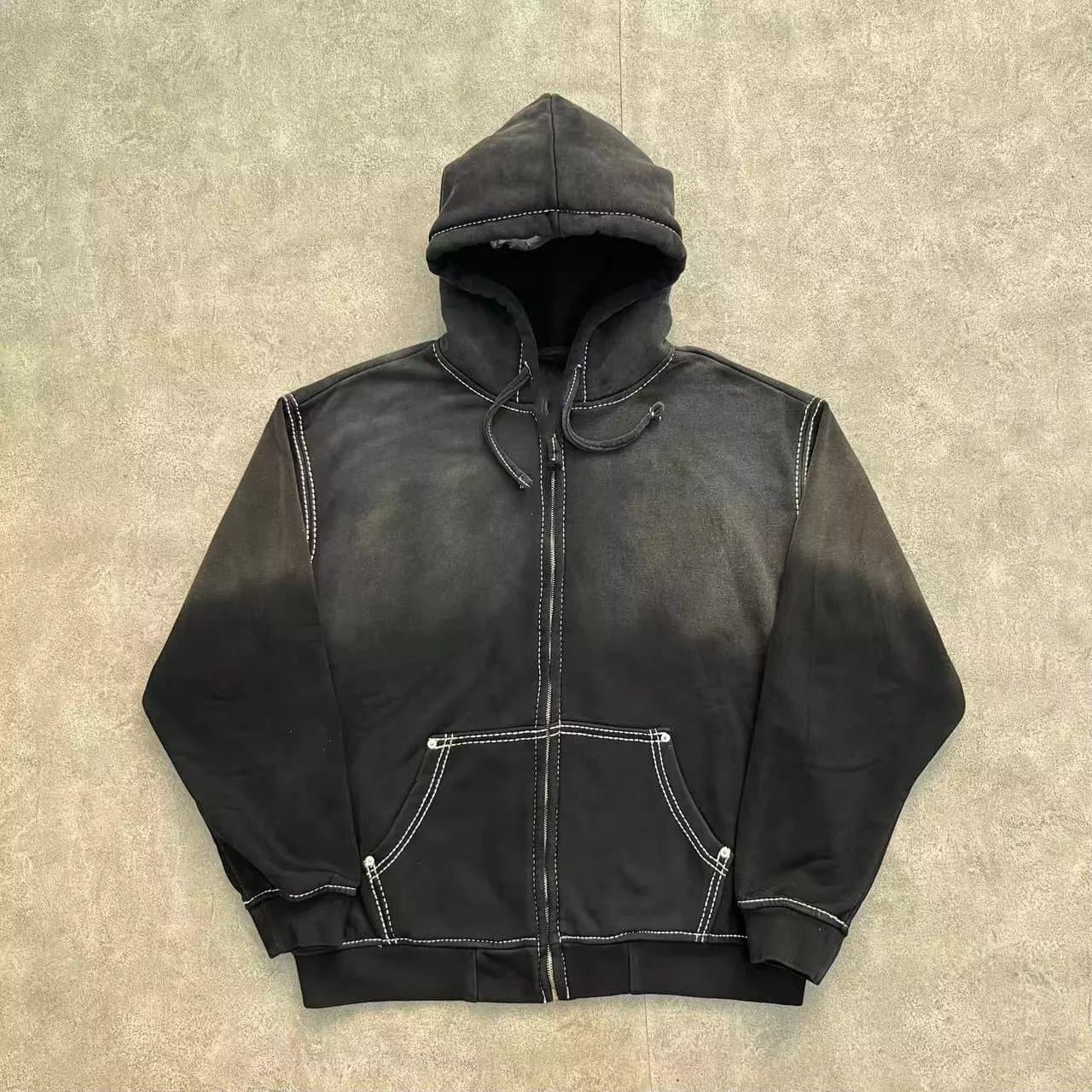 zip large U rhinestone zipper jacket