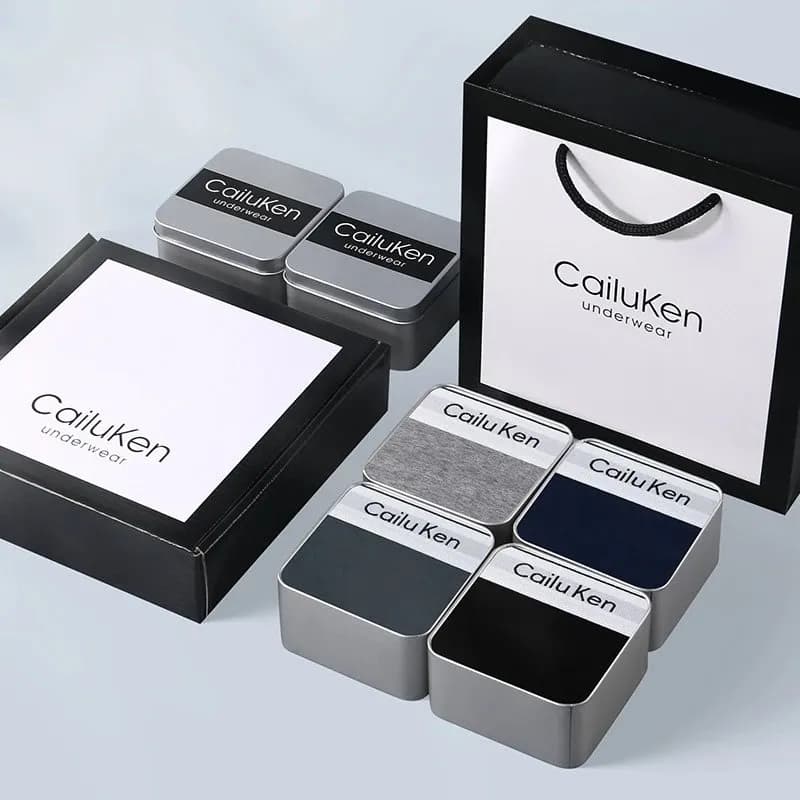 QARIEN&CK男士内裤纯棉透气四角裤男平角裤青年送男朋友礼盒装 (25)