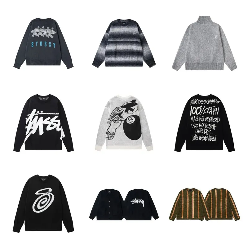  斯图大Logo宽松套头圆领手工编织宽松廓形针织美式 (40)